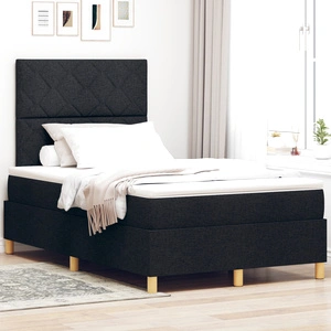 Box Spring легло с матрак, черно, текстил, 120 x 190 см
