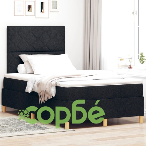 Box Spring легло с матрак, черно, текстил, 120 x 190 см ➤ топ цена ➤ sorbe.bg