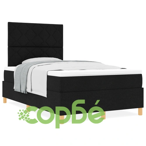 Box Spring легло с матрак, черно, текстил, 120 x 190 см ➤ топ цена ➤ sorbe.bg