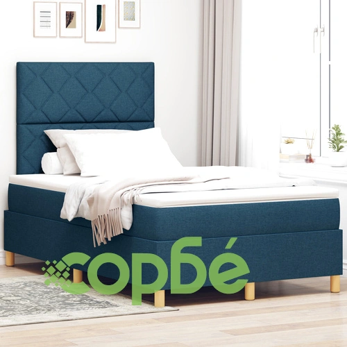 ВидаXL Кутия пружина легло с матрак, синя тъкан, размер 120 x 190 см ➤ топ цена ➤ sorbe.bg
