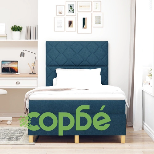 ВидаXL Кутия пружина легло с матрак, синя тъкан, размер 120 x 190 см ➤ топ цена ➤ sorbe.bg