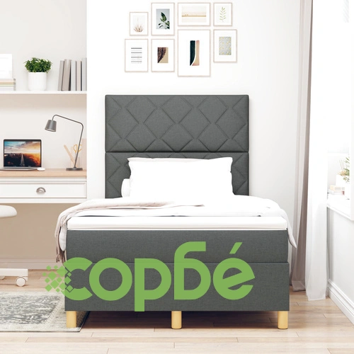 Кутия пружина легло с матрак от тъмно сив текстил 120x200 см ➤ топ цена ➤ sorbe.bg