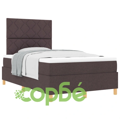 Легло с кутия и матрак от тъкан, тъмно кафяво, 120x200 см ➤ топ цена ➤ sorbe.bg