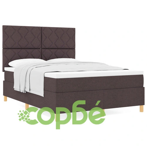 Кутия с матрак тип боксспринг в тъмно кафяв цвят, 140x200 см, текстилна тапицерия ➤ топ цена ➤ sorbe.bg