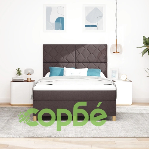 Кутия с матрак тип боксспринг в тъмно кафяв цвят, 140x200 см, текстилна тапицерия ➤ топ цена ➤ sorbe.bg