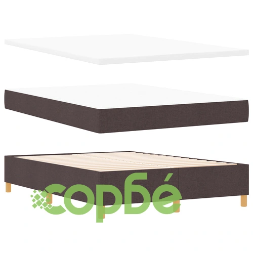 Кутия с матрак тип боксспринг в тъмно кафяв цвят, 140x200 см, текстилна тапицерия ➤ топ цена ➤ sorbe.bg
