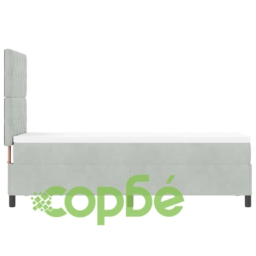 Легло с пружинирана основа и матрак 80x200 см светлосиво кадифе ➤ топ цена ➤ sorbe.bg