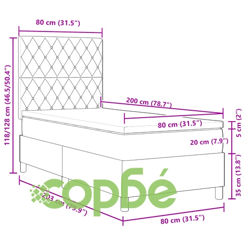 Легло с матрак и пружина 80x200 см - Розово кадифе ➤ топ цена ➤ sorbe.bg