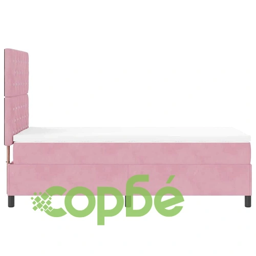 Легло с пружинирана основа и матрак розов кадифе 90x190 см ➤ топ цена ➤ sorbe.bg