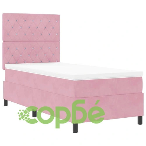 Легло с пружинирана основа и матрак розов кадифе 90x190 см ➤ топ цена ➤ sorbe.bg