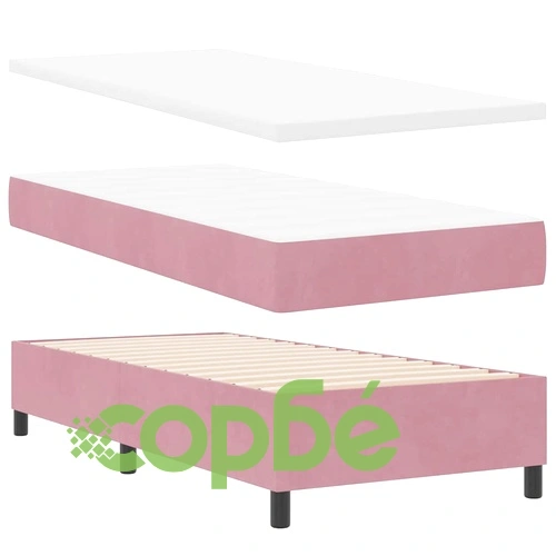 Легло с пружинирана основа и матрак розов кадифе 90x190 см ➤ топ цена ➤ sorbe.bg