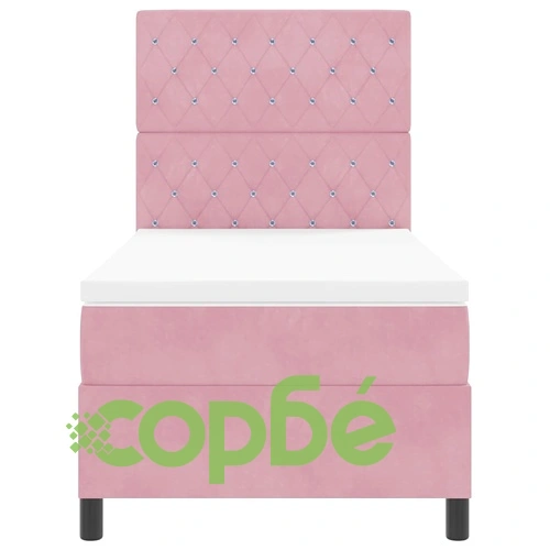 Легло с пружинирана основа и матрак розов кадифе 90x190 см ➤ топ цена ➤ sorbe.bg