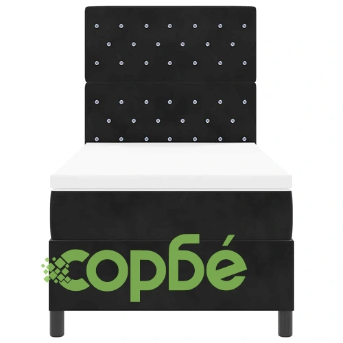 Легло с пружинирана основа и матрак черно кадифе 90x200 см ➤ топ цена ➤ sorbe.bg