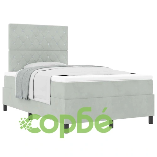 Легло с пружинирана основа и матрак 120x190 см светлосиво кадифе ➤ топ цена ➤ sorbe.bg