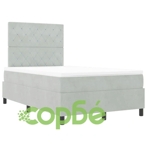 Легло с пружинирана основа и матрак 120x190 см светлосиво кадифе ➤ топ цена ➤ sorbe.bg