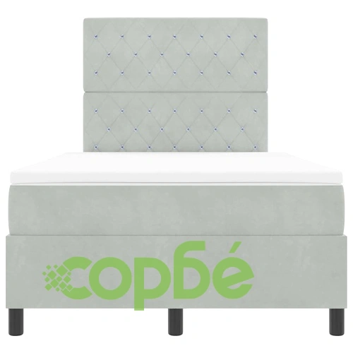 Легло с пружинирана основа и матрак 120x190 см светлосиво кадифе ➤ топ цена ➤ sorbe.bg