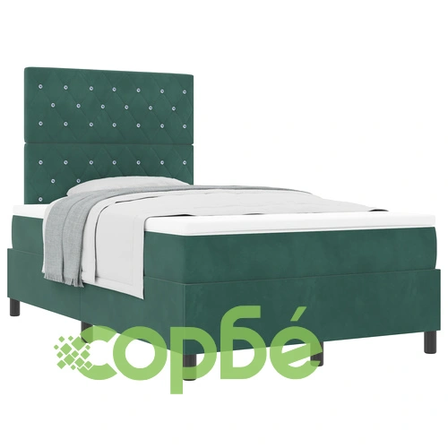Легло с пружина и матрак 120x200 см от тъмнозелено кадифе ➤ топ цена ➤ sorbe.bg