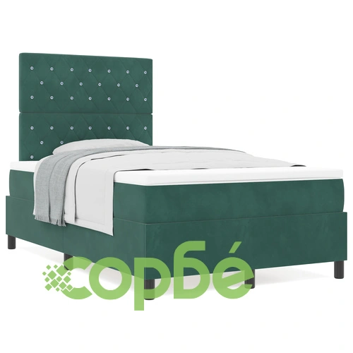 Легло с пружина и матрак 120x200 см от тъмнозелено кадифе ➤ топ цена ➤ sorbe.bg