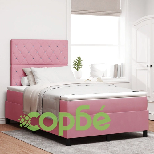Луксозно легло с матрак 120x200 см от розово кадифе ➤ топ цена ➤ sorbe.bg