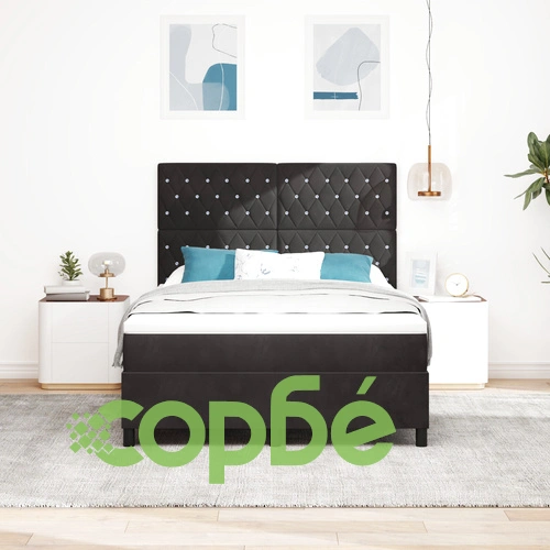 Легло с матрак от черно кадифе 140x200 см с джобни пружини ➤ топ цена ➤ sorbe.bg