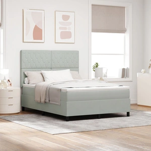 Легло с пружини и матрак от кадифе, светлосиво, 160x200 см