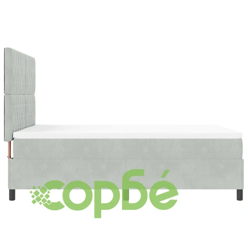 Легло с пружини и матрак от кадифе, светлосиво, 160x200 см ➤ топ цена ➤ sorbe.bg