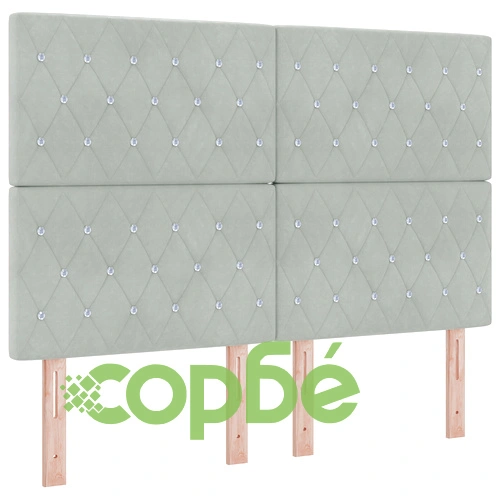 Легло с пружини и матрак от кадифе, светлосиво, 160x200 см ➤ топ цена ➤ sorbe.bg