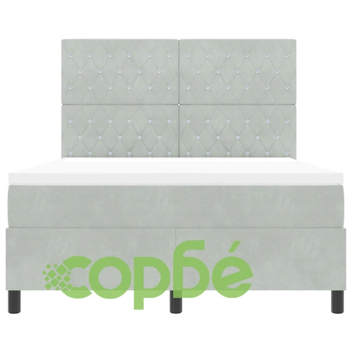 Легло с пружини и матрак от кадифе, светлосиво, 160x200 см ➤ топ цена ➤ sorbe.bg