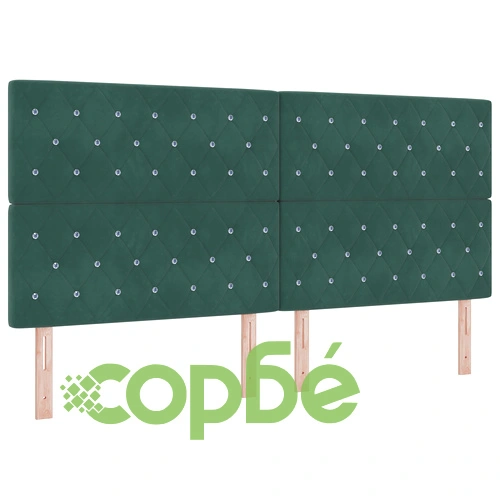 Легло с матрак от тъмнозелен велур 200x200 см с джобни пружини ➤ топ цена ➤ sorbe.bg