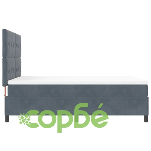 Луксозно легло с pocket пружини и матрак 140x190 см от сиво кадифе ➤ топ цена ➤ sorbe.bg