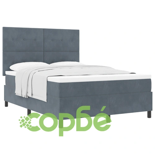 Луксозно легло с pocket пружини и матрак 140x190 см от сиво кадифе ➤ топ цена ➤ sorbe.bg