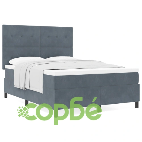 Луксозно легло с pocket пружини и матрак 140x190 см от сиво кадифе ➤ топ цена ➤ sorbe.bg