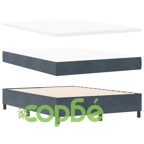 Луксозно легло с pocket пружини и матрак 140x190 см от сиво кадифе ➤ топ цена ➤ sorbe.bg