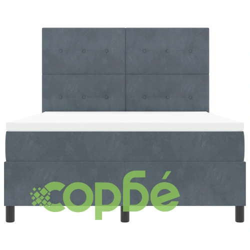 Луксозно легло с pocket пружини и матрак 140x190 см от сиво кадифе ➤ топ цена ➤ sorbe.bg