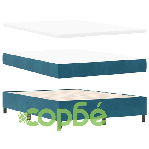 Легло с пружина и матрак от велур в тъмносин цвят, 140x190 см ➤ топ цена ➤ sorbe.bg