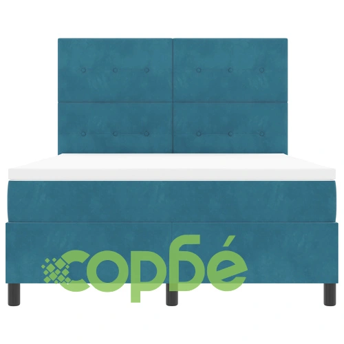 Легло с пружина и матрак от велур в тъмносин цвят, 140x190 см ➤ топ цена ➤ sorbe.bg