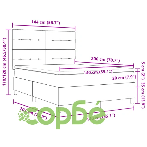 Луксозно легло с пружини и матрак от розов велур 140x200 см ➤ топ цена ➤ sorbe.bg