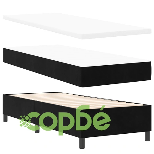 Каса с матрак от черен велур 80x200 см с пружини ➤ топ цена ➤ sorbe.bg