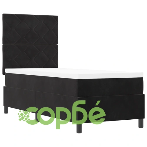 Каса с матрак от черен велур 80x200 см с пружини ➤ топ цена ➤ sorbe.bg