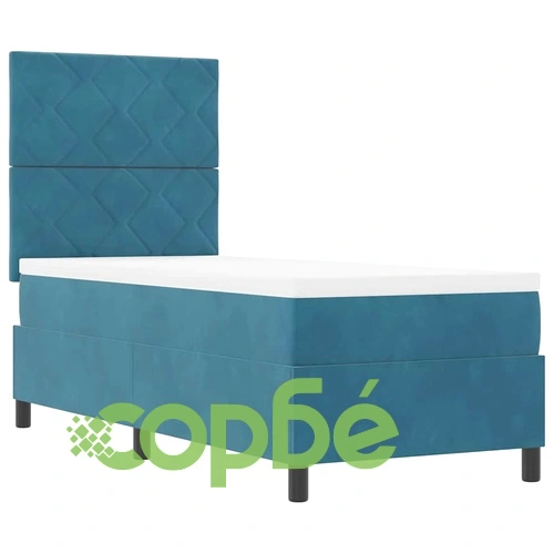 Легло с пружинирана основа и матрак тъмносиньо 80x200 см кадифе ➤ топ цена ➤ sorbe.bg