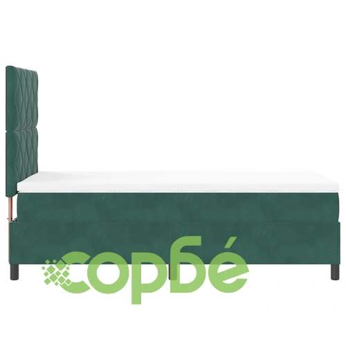 Легло с пружини и матрак 90x200 см от тъмнозелено кадифе ➤ топ цена ➤ sorbe.bg