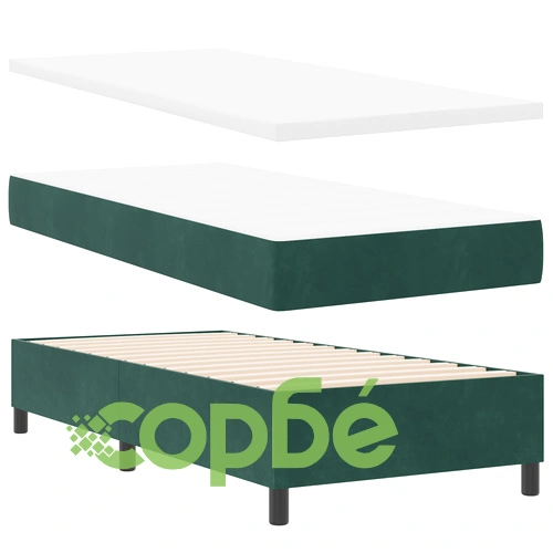 Легло с пружини и матрак 90x200 см от тъмнозелено кадифе ➤ топ цена ➤ sorbe.bg