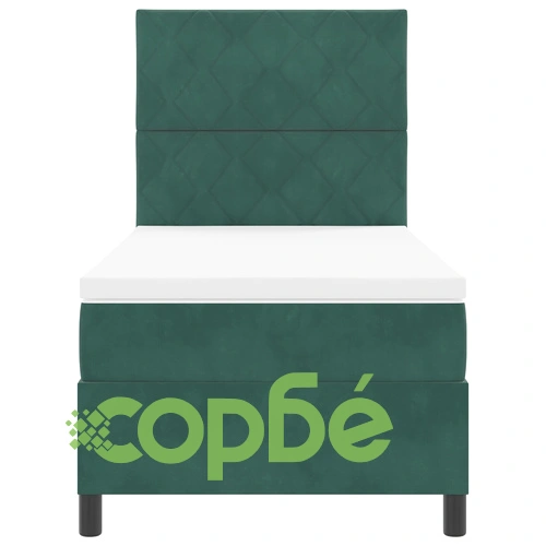 Легло с пружини и матрак 90x200 см от тъмнозелено кадифе ➤ топ цена ➤ sorbe.bg
