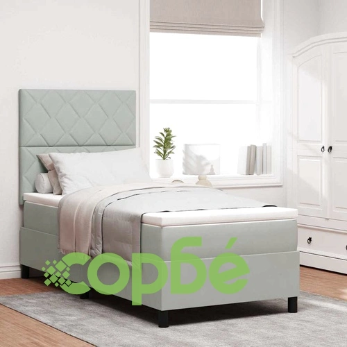 Легло с пружинирана основа и матрак светлосиво 100x200 см кадифе ➤ топ цена ➤ sorbe.bg