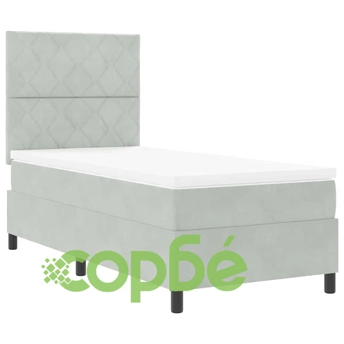 Легло с пружинирана основа и матрак светлосиво 100x200 см кадифе ➤ топ цена ➤ sorbe.bg