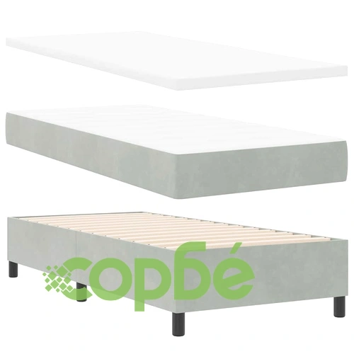 Легло с пружинирана основа и матрак светлосиво 100x200 см кадифе ➤ топ цена ➤ sorbe.bg