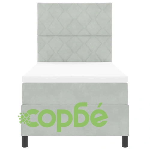 Легло с пружинирана основа и матрак светлосиво 100x200 см кадифе ➤ топ цена ➤ sorbe.bg