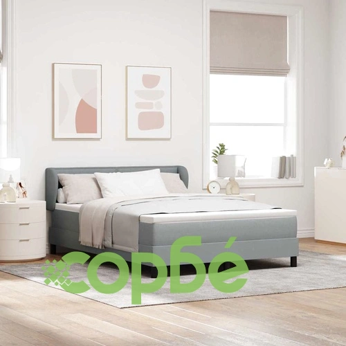 Континентално легло с матрак и табла светлосиво 140x190 см текстил ➤ топ цена ➤ sorbe.bg