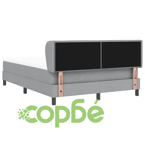 Континентално легло с матрак и табла светлосиво 140x190 см текстил ➤ топ цена ➤ sorbe.bg