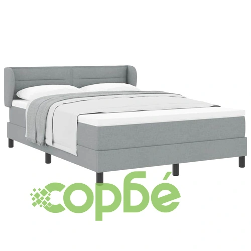 Континентално легло с матрак и табла светлосиво 140x190 см текстил ➤ топ цена ➤ sorbe.bg